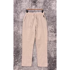 I Love Ugly Pants Small Mens Beige Linen Blend Elastic Waist Slim Leg